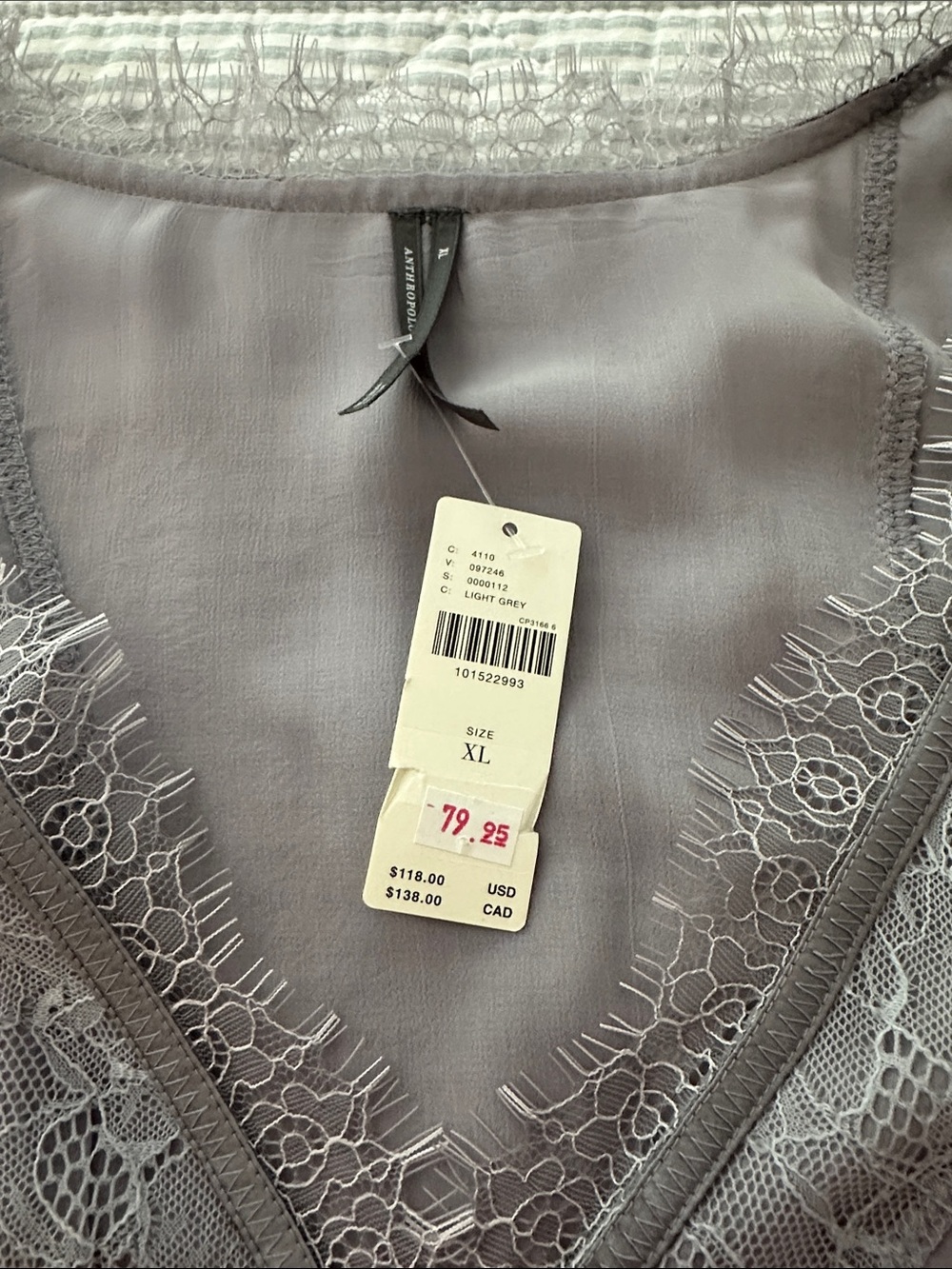 Anthropologie Lace-Panel Ruffle V-Neck Top in Dusty Lavender - Picture 4 of 6